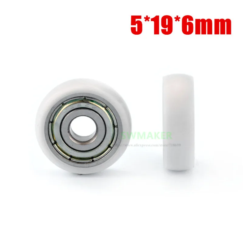 

1pcs 5*19*6mm R type spherical wheel , Plastic pulley, 625zz bearing rolling, drawer showcase POM wrapped plastic wheel