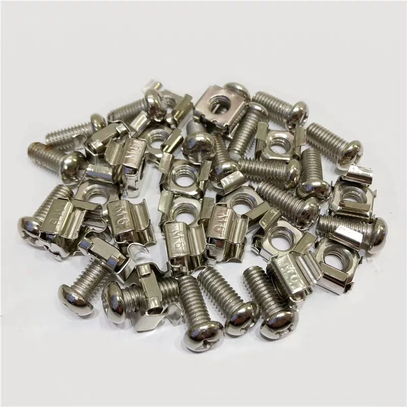 M6 screw&screw nut for ftth network cabinet standard rack screws high quality screw nuts M6 factroy ELINK 100set/lot