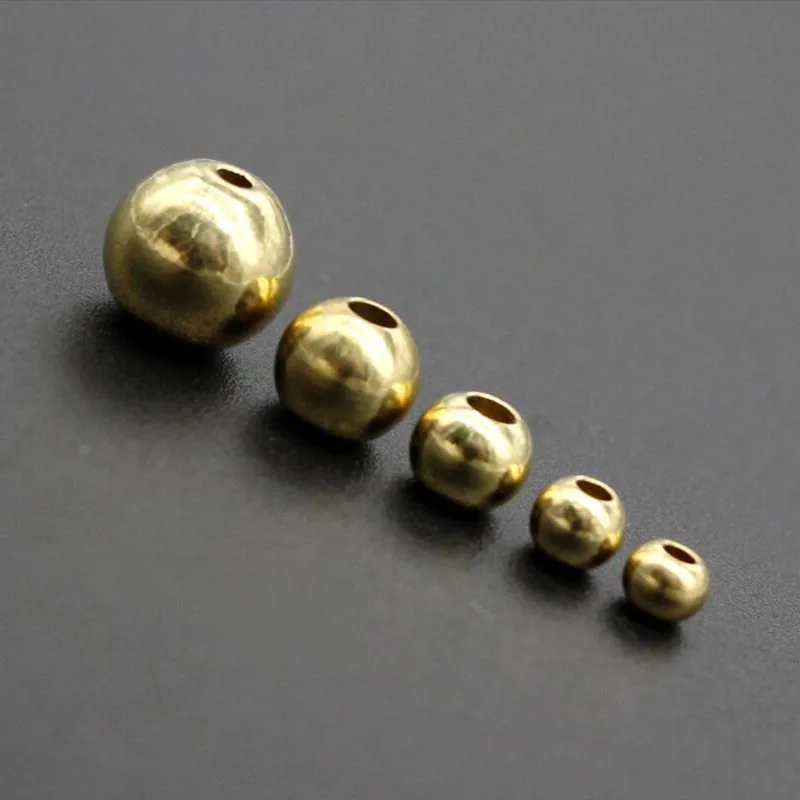 AHKNORMAILCUI 100pcs Original Brass Round Ball Space Beads 3 4 5 6 Bracelets Loose Charm Bead for DIY Necklace Jewelry Making