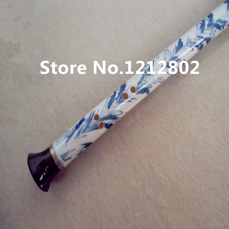 Bakelite Chinese Blue and White Porcelain Flute Bawu Vertical Playing Bawu Flute F/G Key Flauta Bawu Detachable Folk Instrument