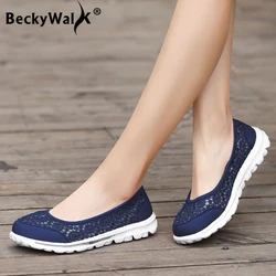 Summer Female Loafers Casual Shoes Woman Cut-outs Ultra Light Women's Flats Breathable Slip On Women Sneakers Size 35-42 WSH3284