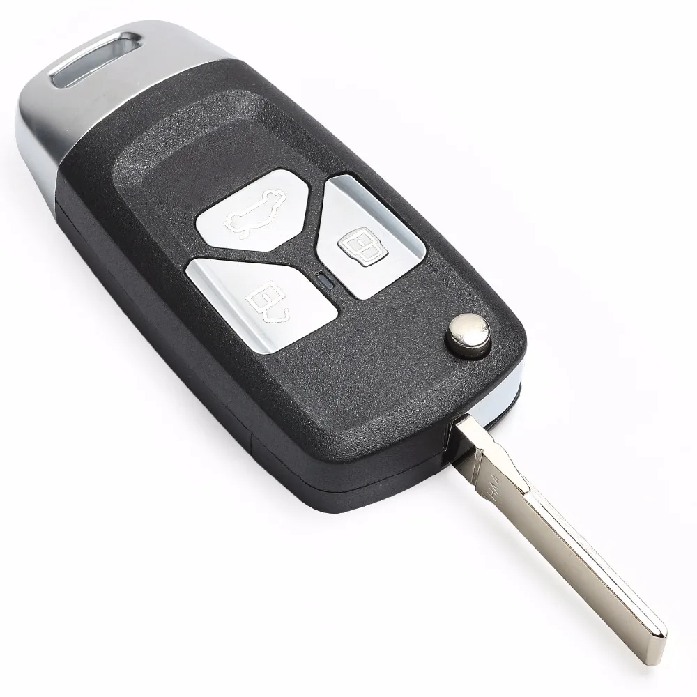 Keyecu ulepszona etui z klapką pilot z kluczykiem samochodowym 3 przyciski 434MHz ID48 dla Audi A1 TT R8 Q3 2009 2010 2011 2012 2013 2014 8X0 837