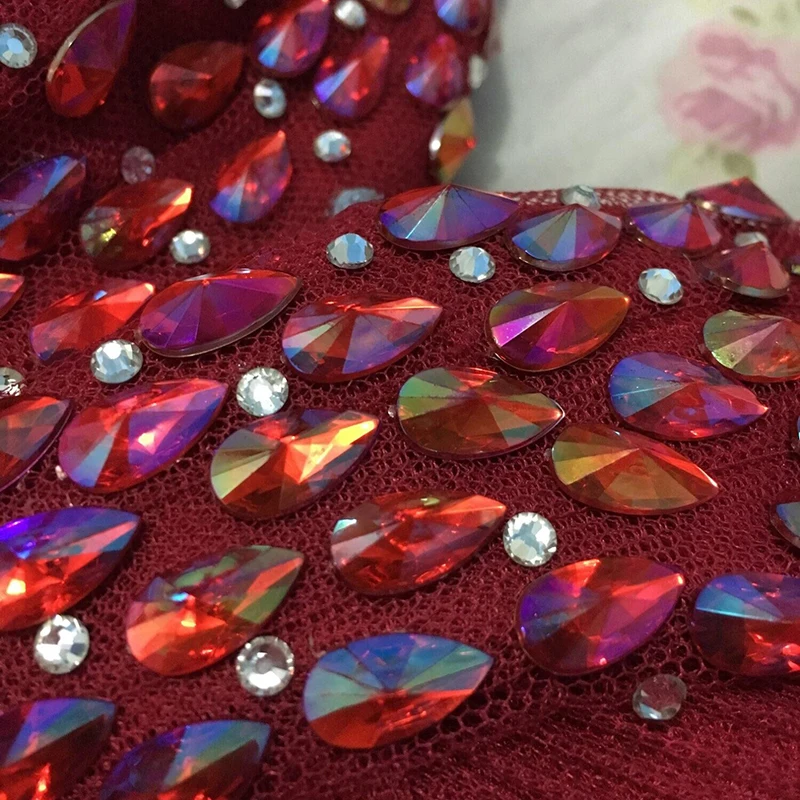 JUNAO 5*10mm 7*15mm Mix Color AB Crystal Rhinestone Applique Flat Back Decoration Crystal Strass Non Sewing Stone for DIY Crafts