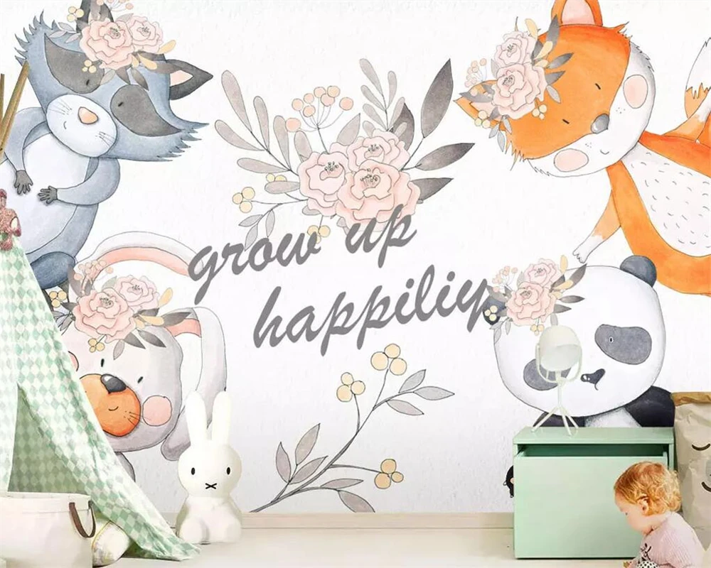 

Beibehang Custom wallpaper children's room cartoon hand-painted animal background home decor living room bedroom 3d wallpaper