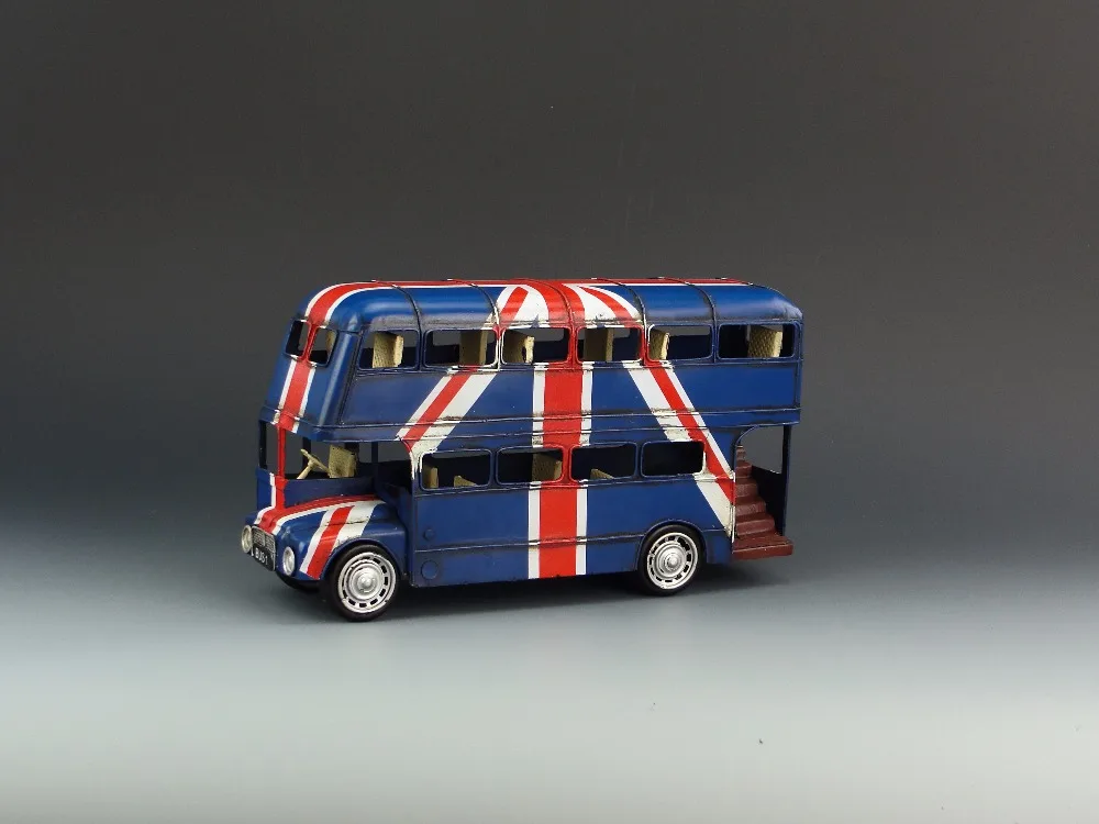 Antique classical London double-decker bus model retro vintage wrought metal crafts for home/pub decoration or birthday gift