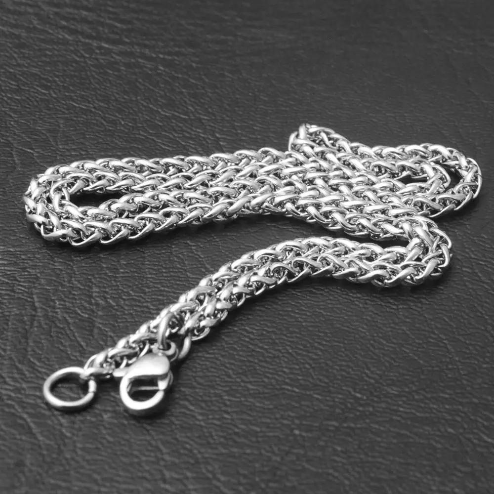 Wholesale Jewelry --  50/60/70/80/90 cm Stainless steel White Long Weave Chain Necklaces for Men Fashion Jewlery No Fade