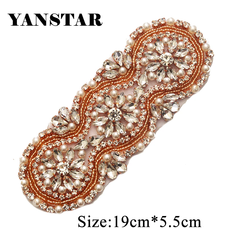 

YANSTAR (30pcs) Wholesale Bridal Sash Rhinestonesd Appliques Crystal With Bead Sewing On Bridal Belt Accessory YS928