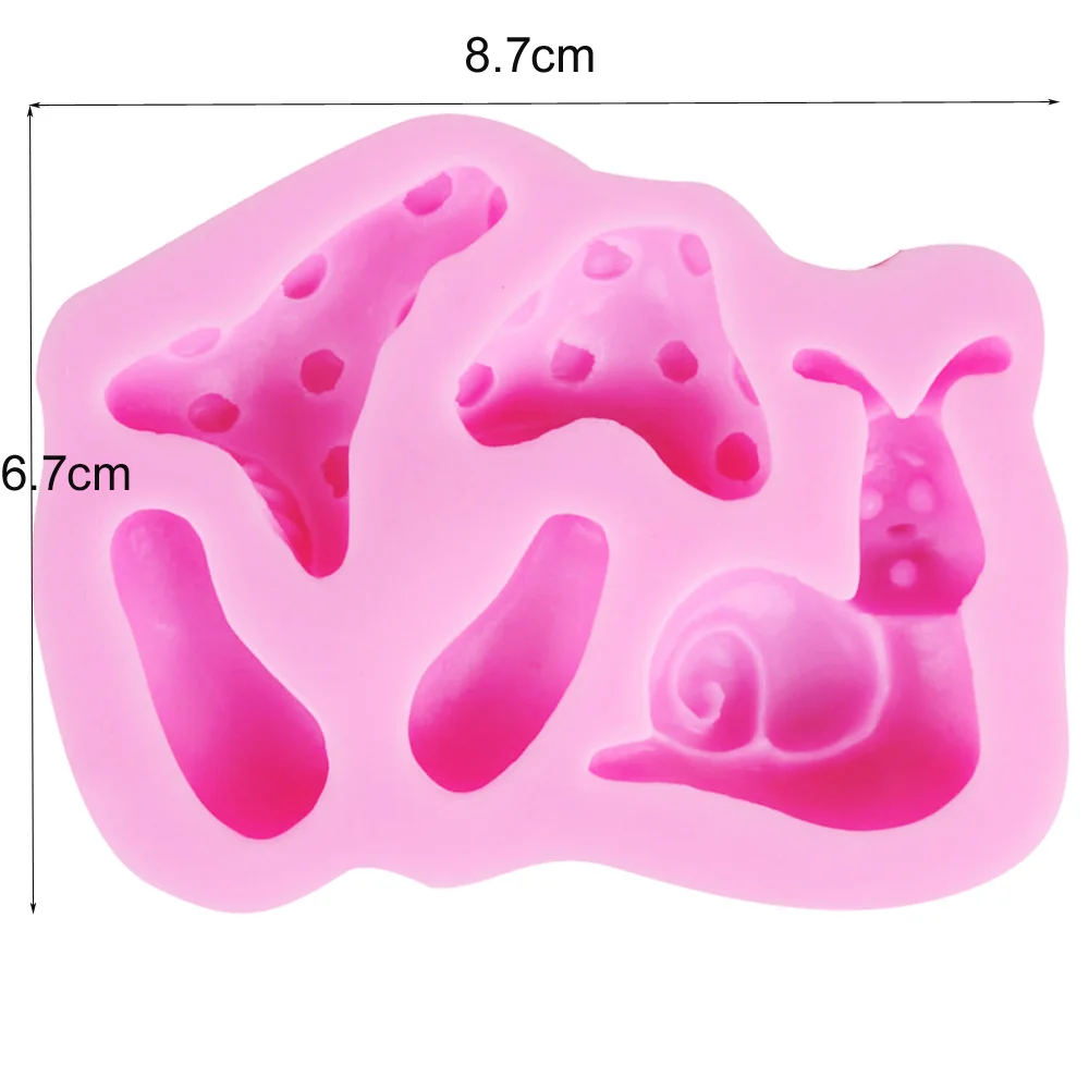 C102 Countryside Series of Lovely Snail Colorful Mushrooms Flowers Leaves Timber Door Fondant Cake Chocolate Mold for Baking