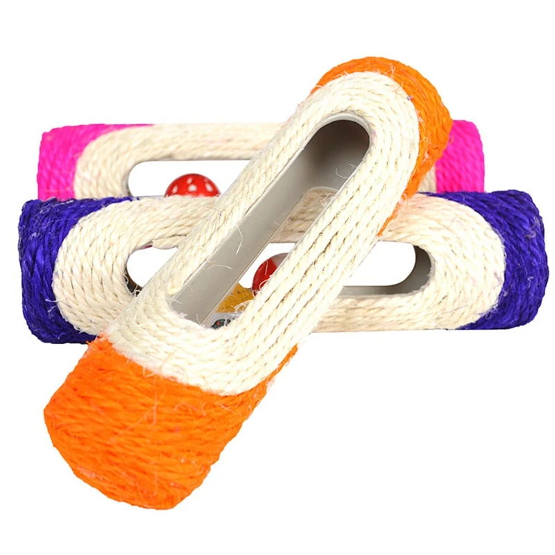 Wholesale Pet Cat Toys Sisal Roller Cat Scratch Plate With Colour Bell Ball Random Transmission