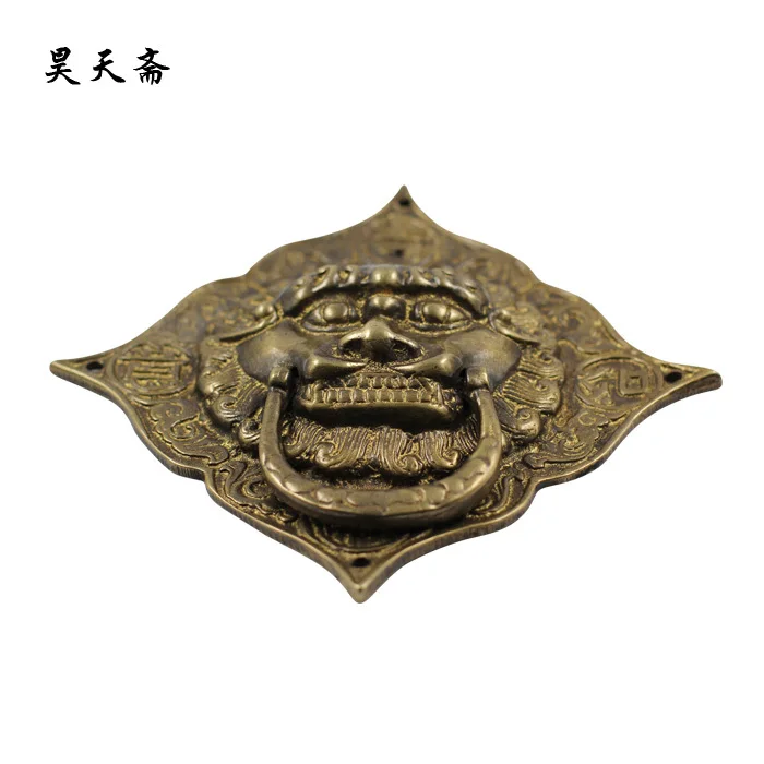 [Haotian vegetarian] copper beast handle copper handicrafts / Ming and Qing antique furniture Chinese decoration accessories HTA