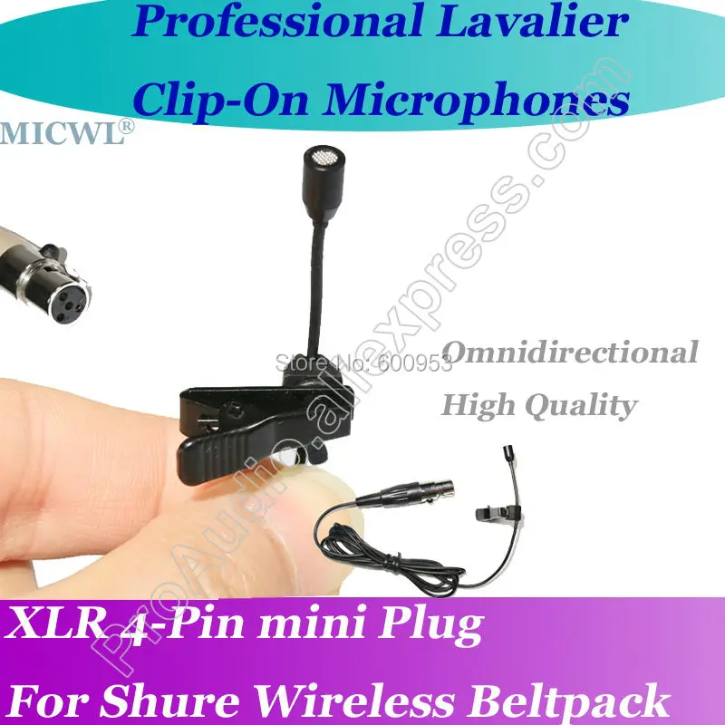 

Pro MICWL OmniDirectivity Microfone Beige Lavalier Lapel Microphone for Shure Wireless Beltpack 4pin mini