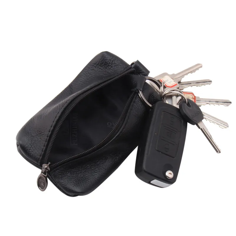 Genuine Leather Key Holder Car Key Wallets Men Keys Organizer Housekeeper Women Keychain Covers Zipper Key Case Bag Pouch Purse