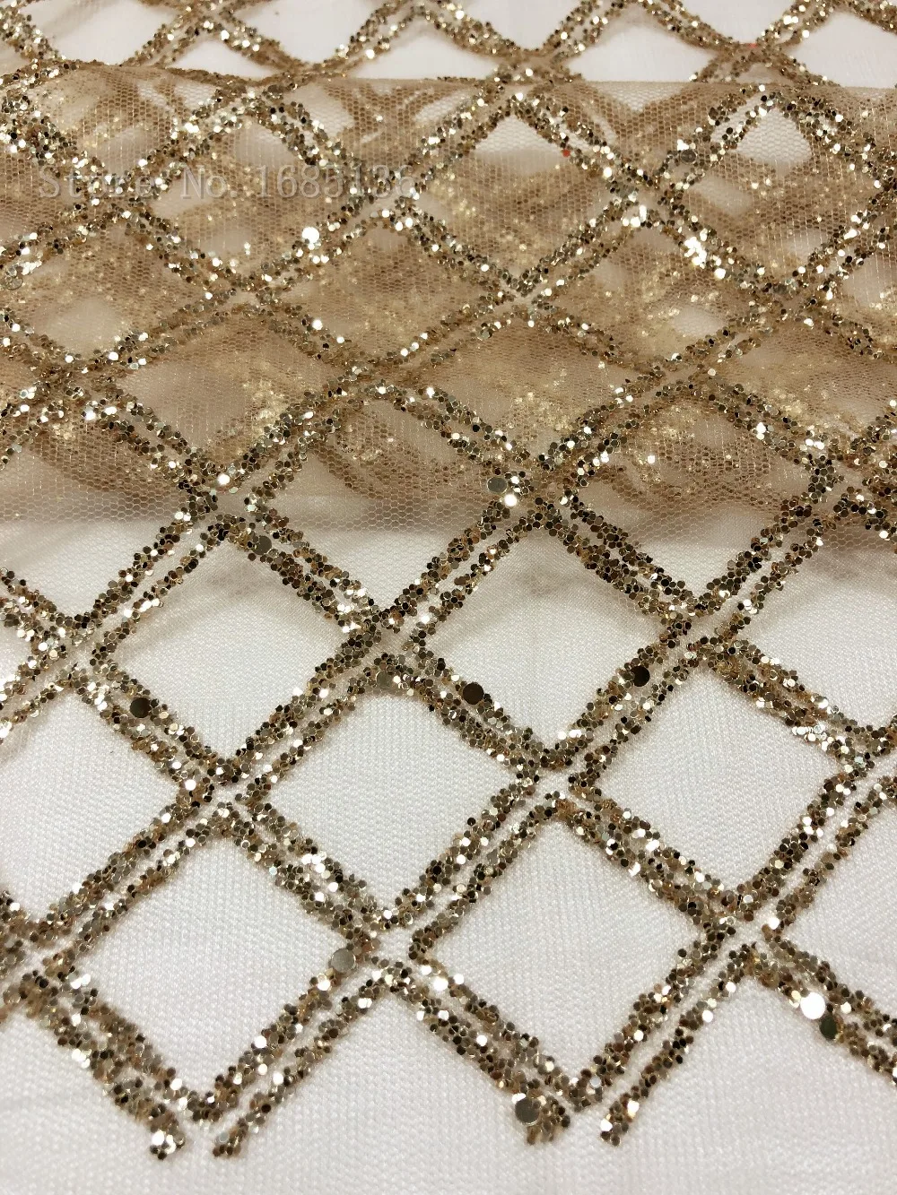 

fast shipping african net lace fabric with gold color glued glitter African french lace fabric