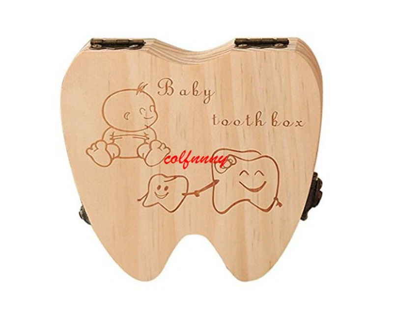 

20pcs Baby Girl Boy Tooth Box Organizer For Baby Save Milk Teeth Wood Storage Box Tooth Shape Announcements Collecting F062703