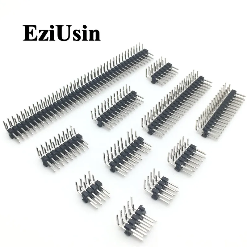 R/A 2.54Mm Dubbele Rij Rechte Hoek Mannelijke Breakaway Pcb Board Pin Header Connector Pinheader 2*3/4/10/12/15/40Pin Voor Arduino