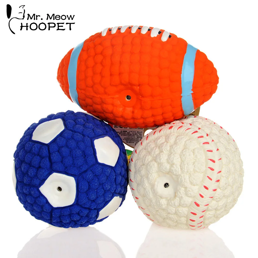 Hoopet Pet Dog Resistant To Bite Toy Environmental Protection Latex Balls Squeak Toys Interesting Tennis Football Tooth Cleaning