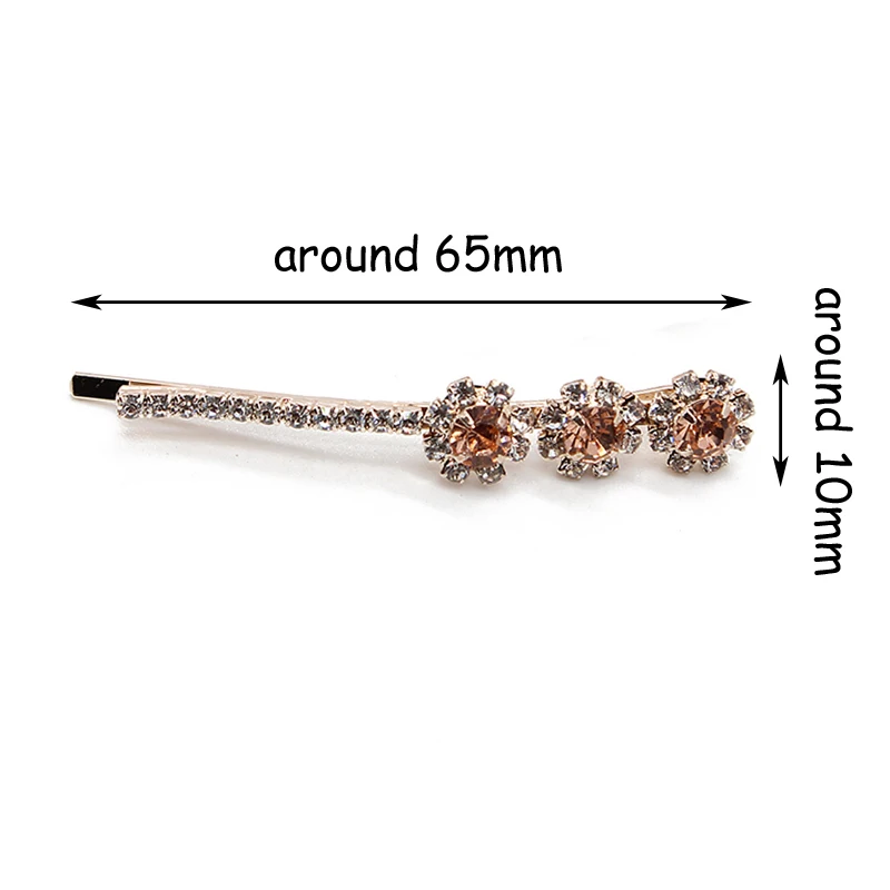 1 Pair Korean Fashion Luxurious Stone Hair Accessories Clip Navy Clear Round Rhinestone Crystal Barrette For Women Girls Jewelry