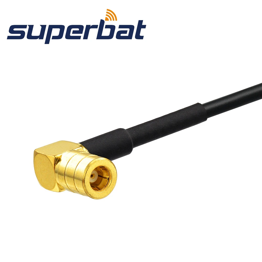 Superbat FAKRA "K" สีเหลืองตัวเมียกับ SMB สายเคเบิลหางหมูตัวผู้มุมขวา RG174 50ซม.