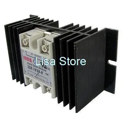 SSR-10VA-H Adjustable Resistance Type Solid State Relay SSR 10A 90-480V AC with Heat Sink