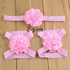 baby barefoot sandals and headbands set shoes newborn baby headband  fabric flowers for headband girls children hair accessories