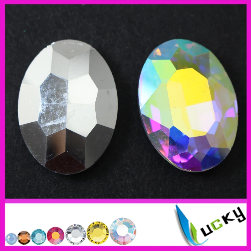 Large crystal fancy stones! 28pcs 30x40mm crystal ab color oval shape point back rhinestones super shine