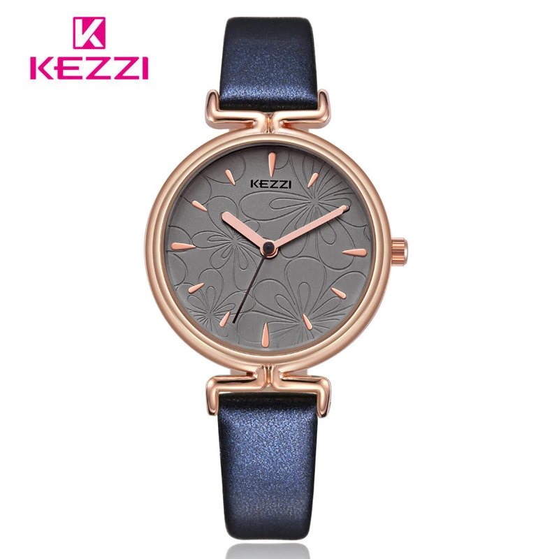 

Kezzi Retro Lady Flower Dial Leather Watch Woman Waterproof Quartz Wristwatches Dress Watches Fashion Montre Femme Gift