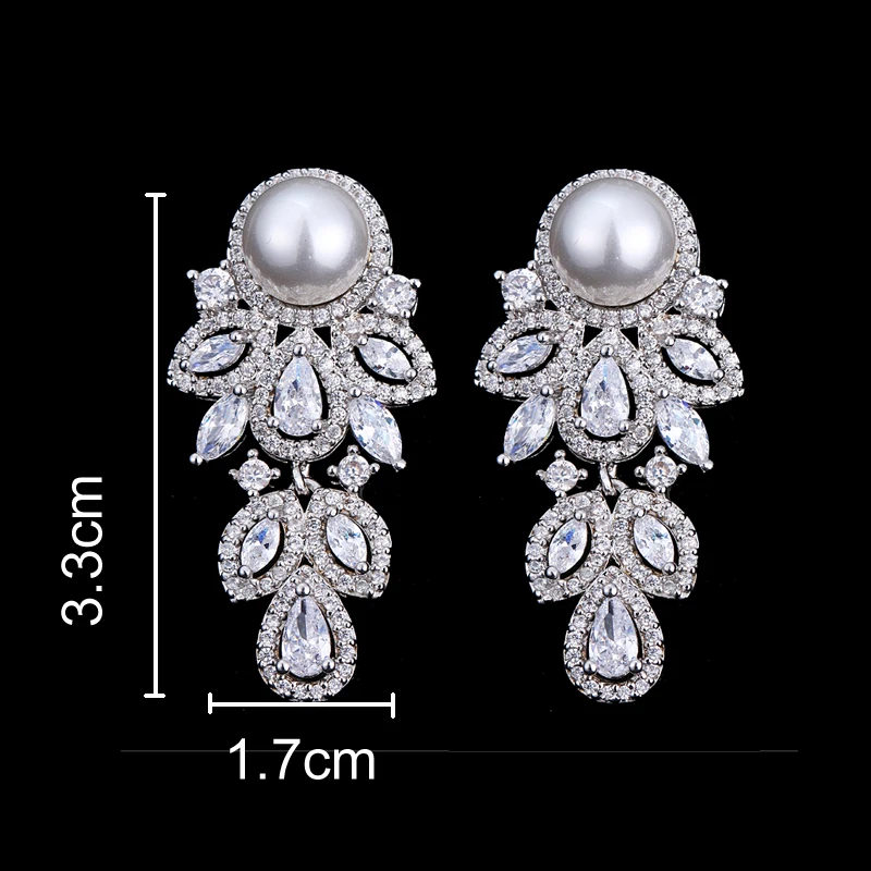 EMMAYA Fashion Pearl Earring 2018 New Austrian Crystal CZ Crystal Stud Earrings Jewelry For Women Mom Gift