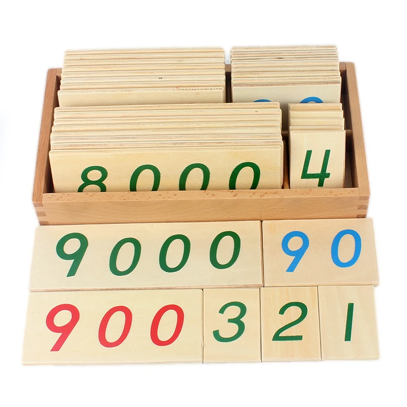 High Quality Montessori Materials Wooden Card Number 1-9000 Small Digital Student Used Math Toys Early Educational Learning Gift