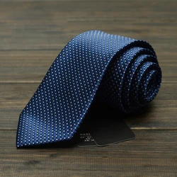 New High Quality Navy Blue Plaid Ties for Men 7cm Designer Fashion Necktie Profession Interview Suit Formal Cravat Gift Tie