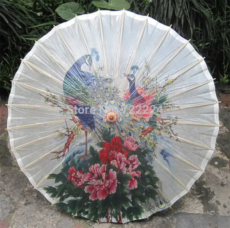 

Free shipping chinese handmade peafowl standing in the peony flowers picture 2 oiled paper umbrella waterproof parasol umbrella