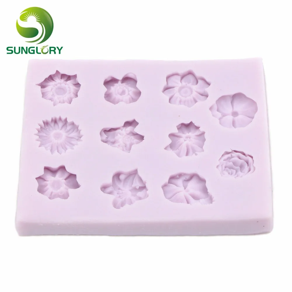 11 Flowers Silicone Mold Ferramentas Bolo Cake Decorating Tools Fondant Decor Gum Paste 3D Moldes De Silicona Paste Americana