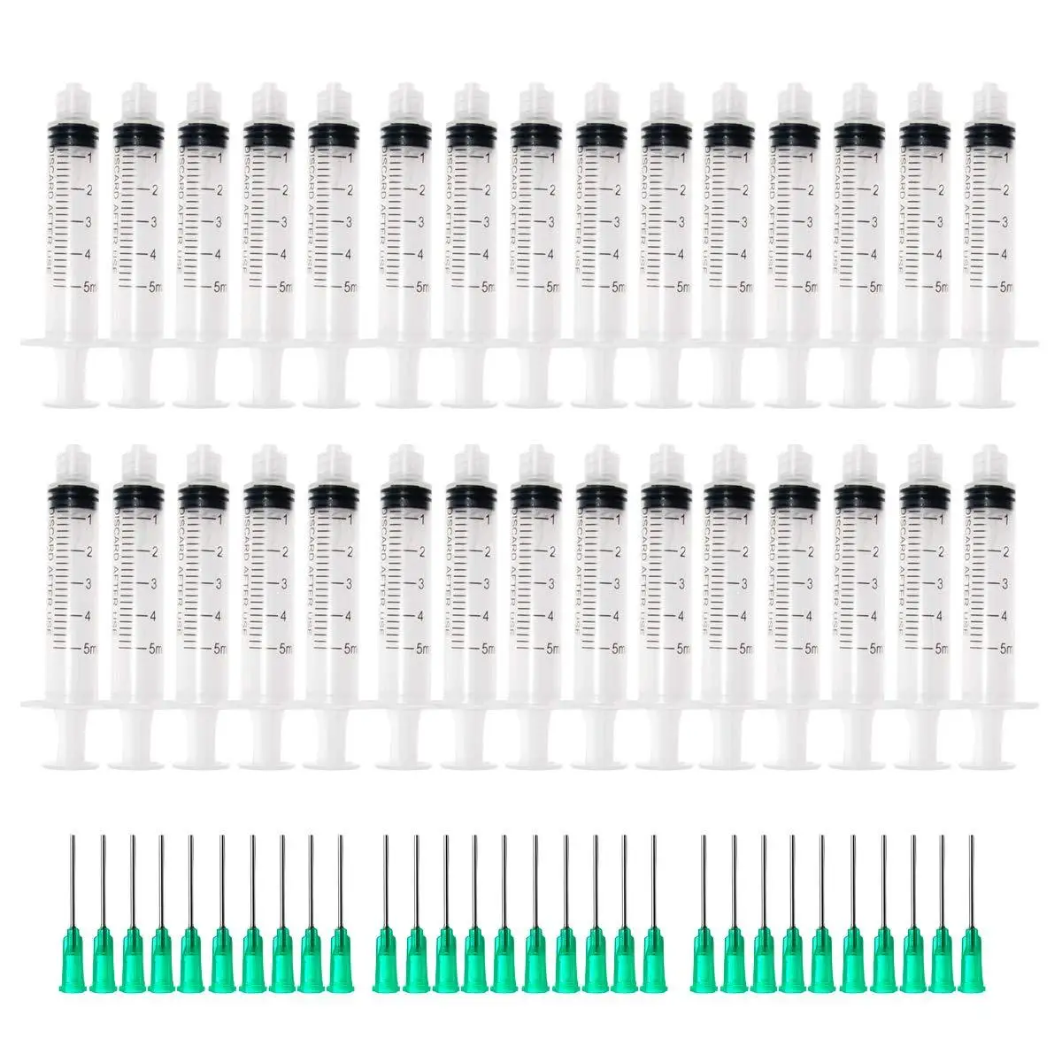 Plastic Syringe 5ml with 1inch 18G Blunt Tip Needles For Lab and Industrial Dispensing Glue , Non-Sterile , 30sets