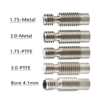 3D Printer E3D V6 Heat Break Hotend Throat For 1.75/3.0/4.1mm All-Metal / with PTFE, Stainless Steel Remote Feeding Tube Pipes