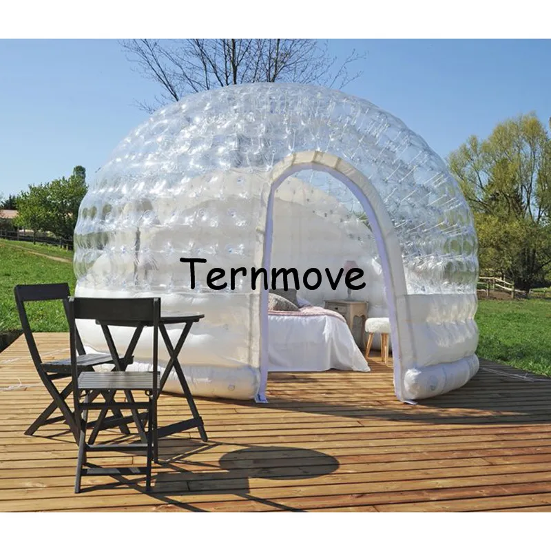 inflatable Family Camping Backyard half Transparent half white inflatable coffee rest room Inflatable Bubble Tent,luna tent