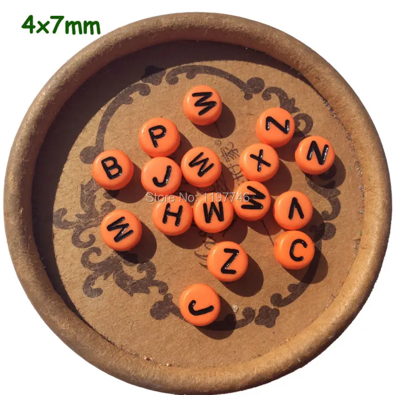 

Halloween Orange Random Mix Alphabet Letter Acrylic Flat Round Spacer Beads For Jewelry Making DIY A to Z 3600Pcs 7mm