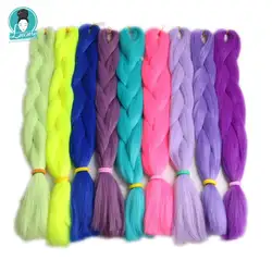 Trenzas Jumbo de fibra sintética, 10 paquetes de 24 pulgadas, 94 colores, azul marino, neón, oliva, lavanda, lila, gris Vintage