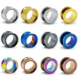 BOG- 1 Pair Stainless Steel Internal Threaded&Screw Ear Plugs and Tunnels Flesh Earring Gauges Hollow Piercings Color Mixed
