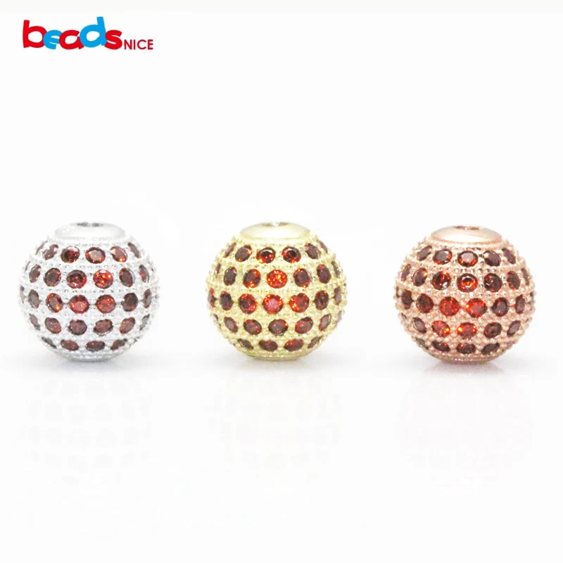 Beadsnice sterling silver 925 shamball beads CZ pave bead fit for diy bracelet making women jewelry finding  ID25038