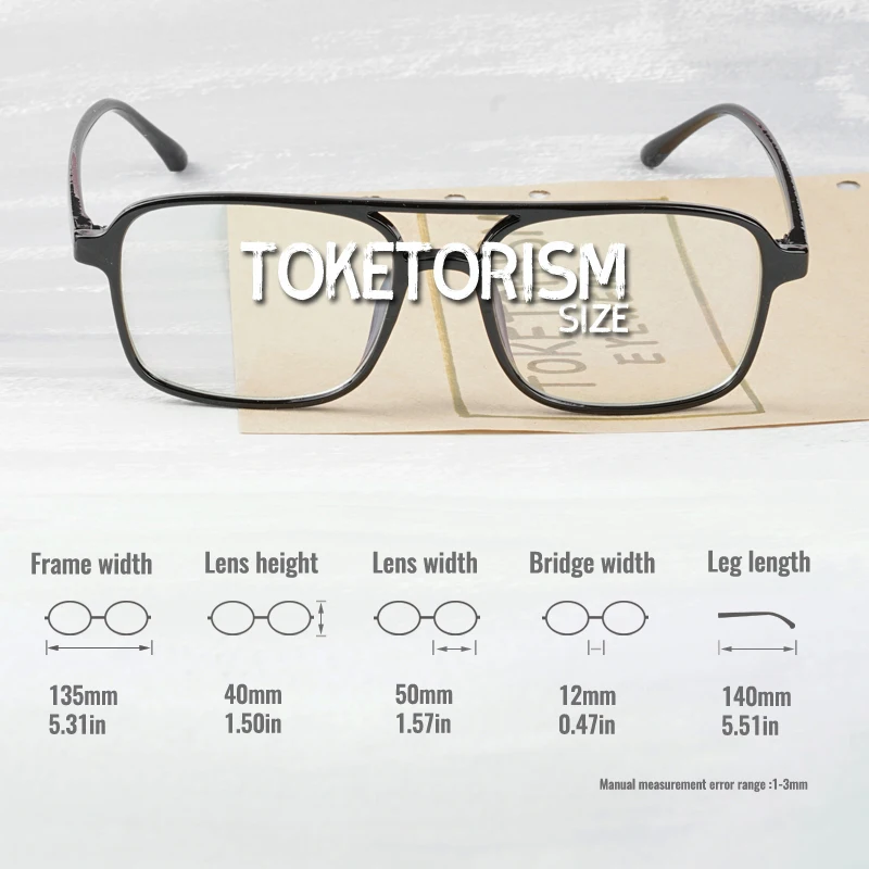 Toketorism Vintage Glasses Woman Man Retro Eyeglasses Lightweight Optical Frame 0342