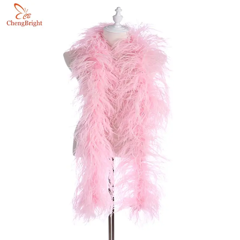 High Quality 6Layers White Natural Ostrich Feather Boa Stage Performance Clothing Accessories Decoration Diy White Feather Boa