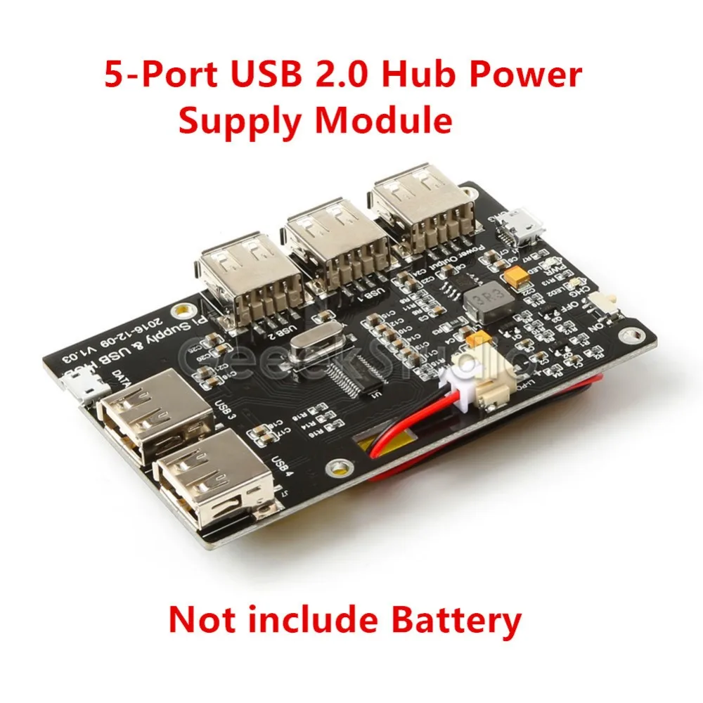 5-Port USB 2.0 Hub Power Supply Module, Not Include Battery, for Raspberry Pi 3/2 Model B/A+/Pi Zero