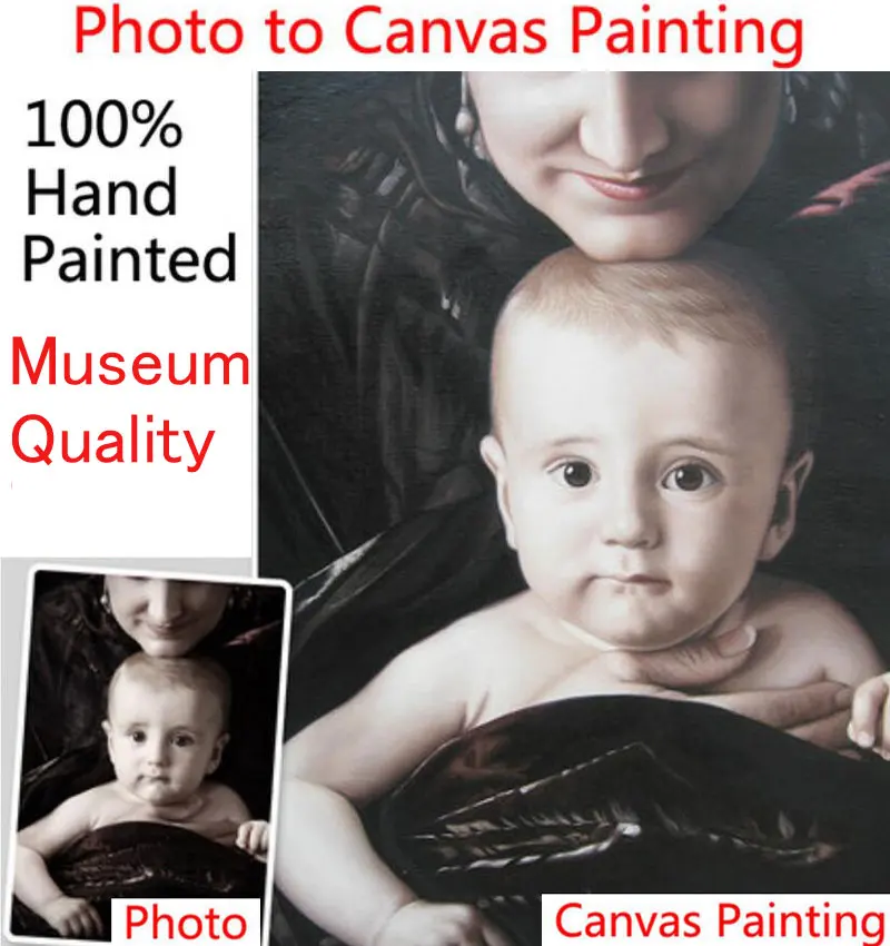 

Hand painted Custom Portrait oil painting from pictures turn photo into canvas Oil painting unique gift for wife baby lover