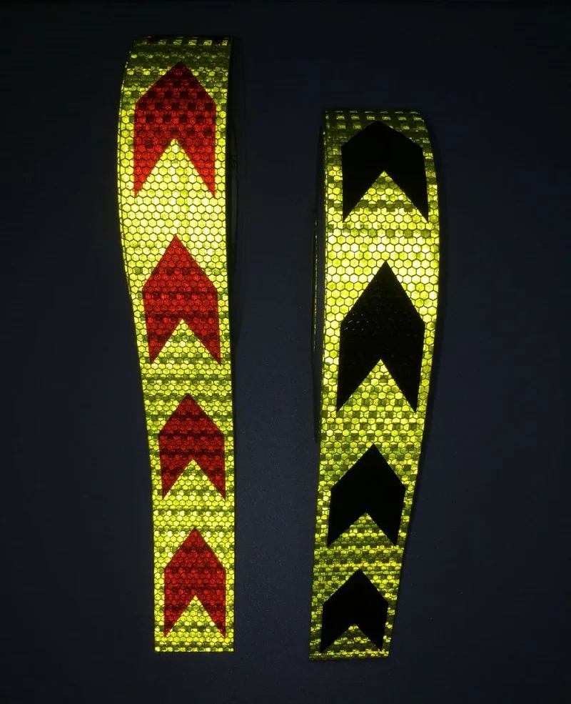 5cm x 3m selbst klebender fluor zieren der gelb roter Pfeil reflektieren der Klebeband-Warn aufkleber – Detail 1