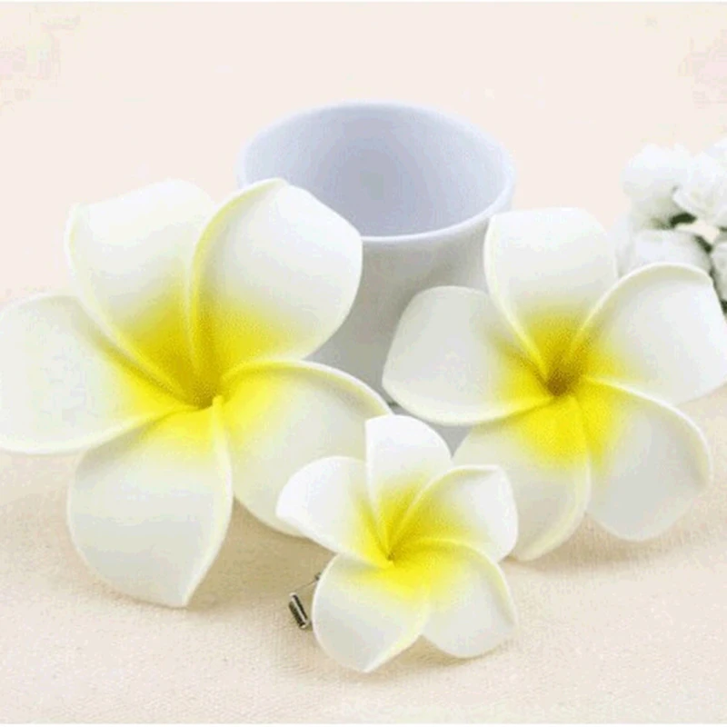 Sunny Bright Plumeria Seashore Flower Foam spinki do włosów 3 rozmiary Barrettes Hairwear Kids Women akcesoria do włosów