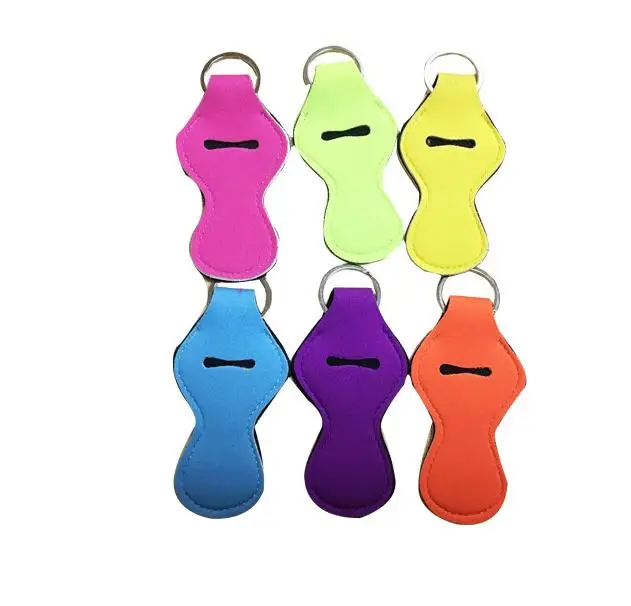 Neoprene Bag Puller Wholesale Blanks Chapstick Holder Keychain Chapstick Wrap 6 Color Wedding Gift Holder Free Shipping SN1133