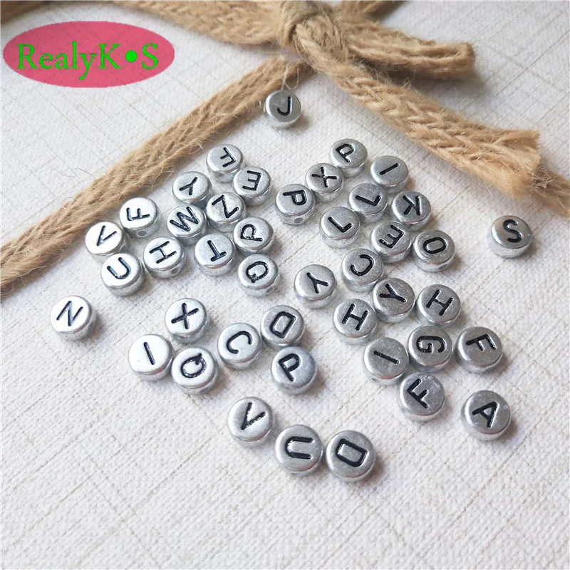 Acrylic Alphabet Beads 4*7MM Flat Coin Round Shape Plastic Letters Beads Single Initial Character N Spacers 500pcs 2600pcs