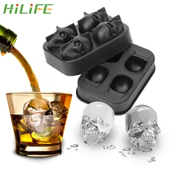 HILIFE Skull Ice Shape Mould Silicone Cube Tray Whiskey Wine Cocktail Freezing Ice Maker DIY Tool 3D Chocolate Mold Tray