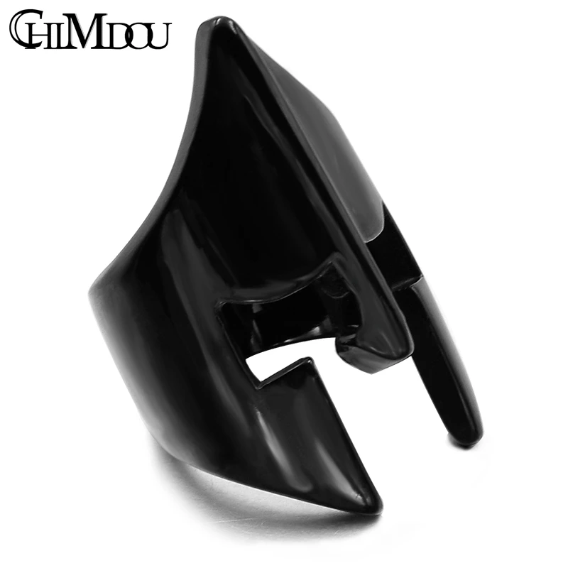 CHIMDOU Black&Silver Color Stainless Steel Ring 2022 Party Spartan Helmet Ring Men Jewelry New Arrival PUNK Anillos Mujer