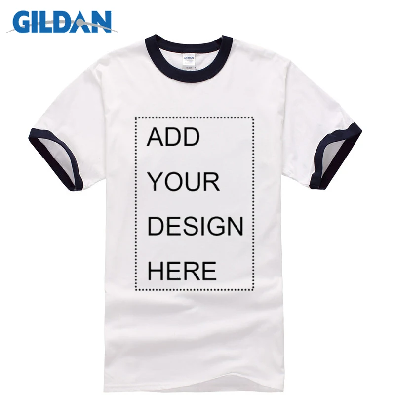 GILDAN New Style Rock Summer Men T Shirt Short Sleeve Tops Tees Casual White With Contrast Collor And Sleeves Customize T Shirts