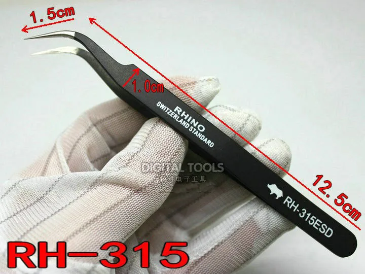 Japanese RHINO Brand RH-315 ESD Tweezers Anti-static High-precision Super Hard For Repairing Watch or Mobile